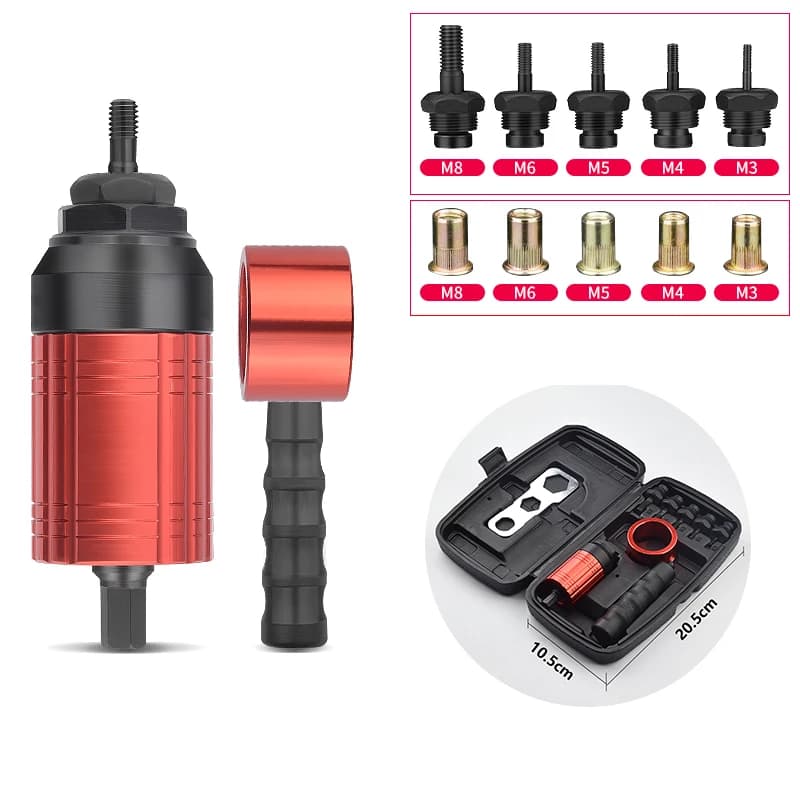 Pistola per dadi per rivetti elettrici M3 M4 M5 M6 M8 rivettatura a batteria strumento adattatore per trapano elettrico pistola per rivetti a strappo pistola per chiodi in alluminio