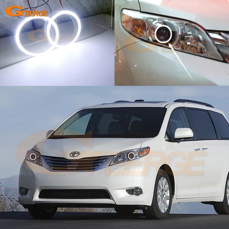 For Toyota Sienna L3 2010 2011 2012 2013 2014 Daylight DRL Excellent ultra bright COB Led Angel Eyes Kit Halo Rings