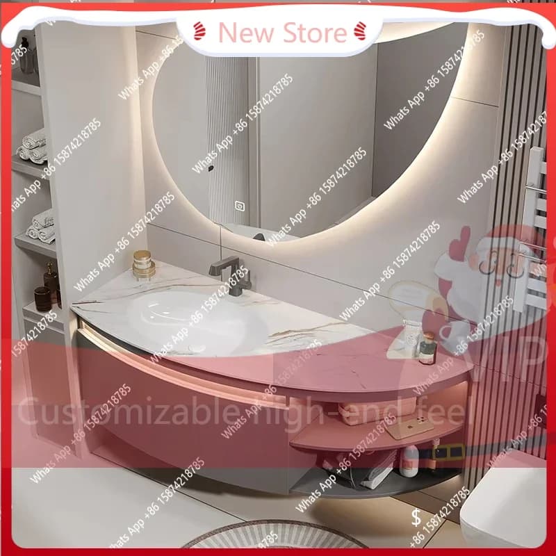Mobile Bagno da 15 Pollici con Lavabo, Specchio e Organizer, Armadietti Contenitori Bianchi di Lusso per Bagno, Mobiletto Salvaspazio
