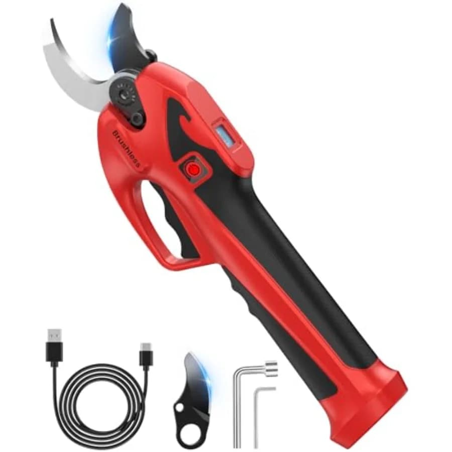Forbici Elettriche Senza Spazzole per Potatura con 2 Batterie da 2000mAh, Display LCD, Lame SK7, Diametro di Taglio Regolabile 0,8-1,1 Pollici, Portatili