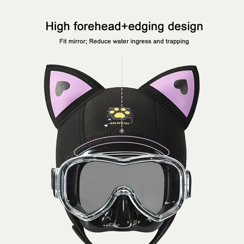 3 mm neoprene cat ear sub cap with underlet straps Cute waterproof women's cap Swimsuit Nuoto Snorkeling Caps for swimming