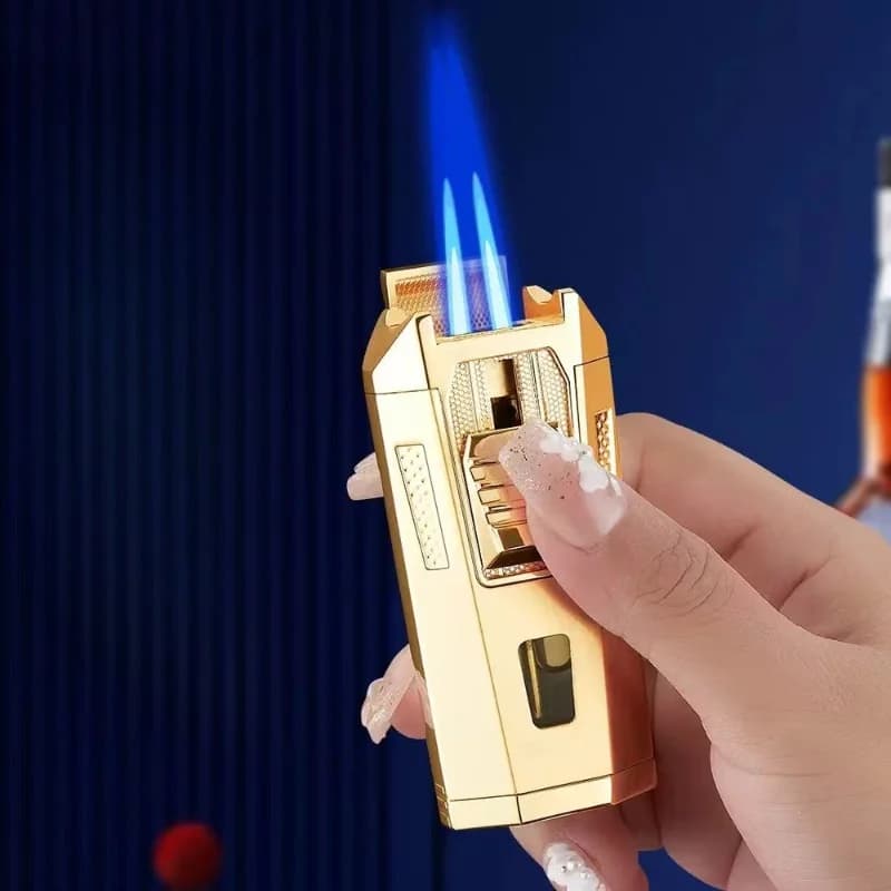 2026 Dual-fire Direct-fire Windproof Cigar Lighter, Multifunctional High-end Durable Metal Inflatable Lighter Men's Gift