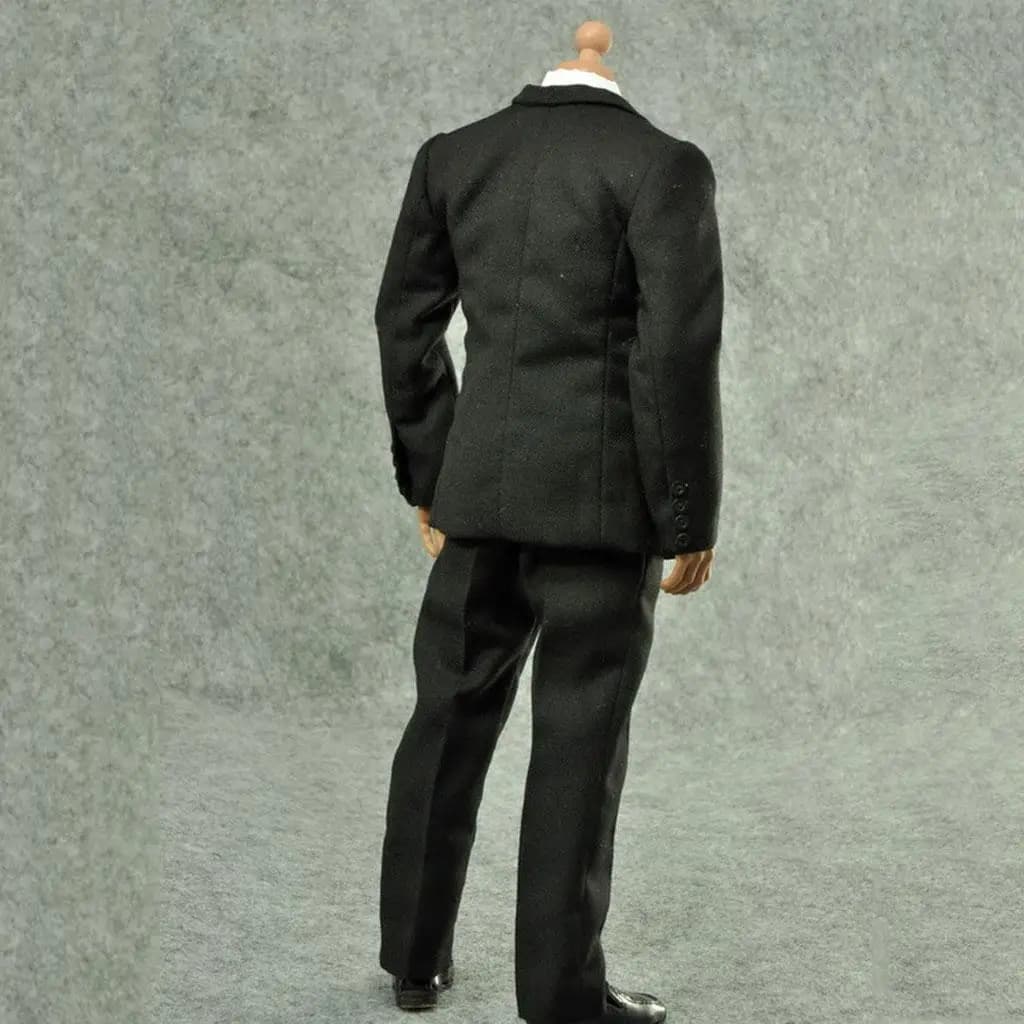 Action Figure Suit 1 6 Scale Cotton Black Outfit White Shirt Pants Tie for Collector Display Desktop Figurine