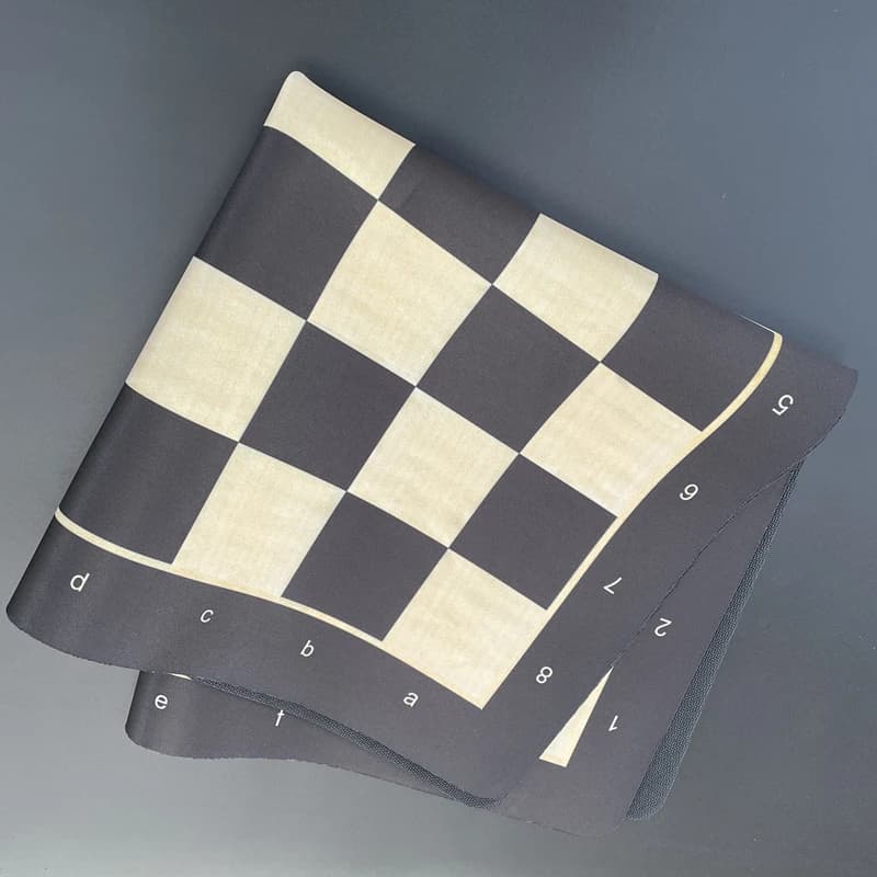52cm/20.47inch large size soft rubber black and white checkered chessboard can rolled up stored is a durable portable chessboard