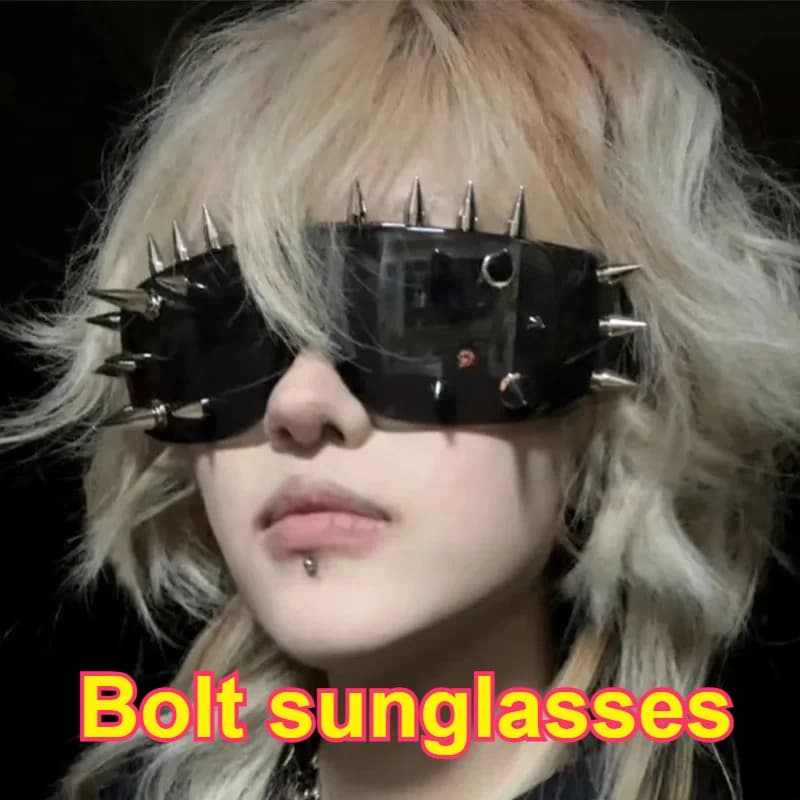 Cyber Style Sunglasses with Rivet Spike Gothic Holiday Party Decors Novelty Punk Goggles Eyewear Accessories Cosplay Cloth
