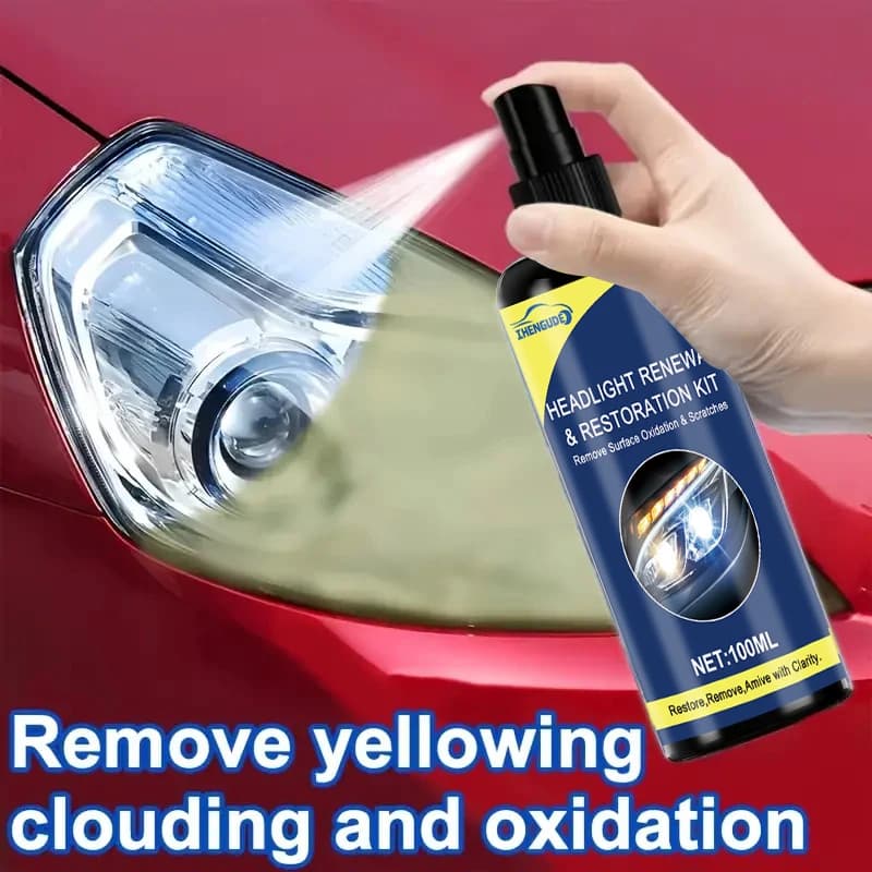 Spray per il ripristino dei fari in ceramica da 100 ml, strumento di riparazione dei fari dell'auto premium - Rimuove l'ingiallimento e l'ossidazione, ripristina la chiarezza, spray di protezione del rivestimento leggero a lunga durata
