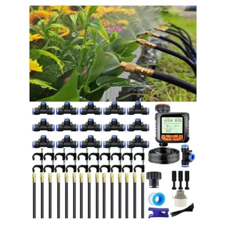 Sistema di Irrigazione a Goccia per Giardino, Patio, Piante in Vaso, Cortile, PVC Resistente ai Raggi UV, Nero, Regolabile a 360°, Installazione Senza Attrezzi