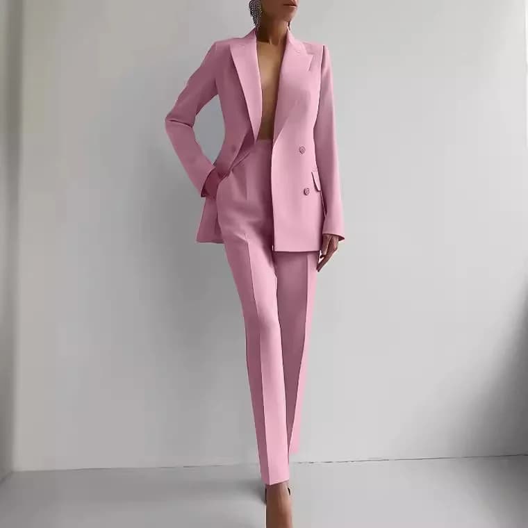 office blazer pants two piece set womne fashion buton suit coats two piece sets autumn winter fashion casual solid pant sets