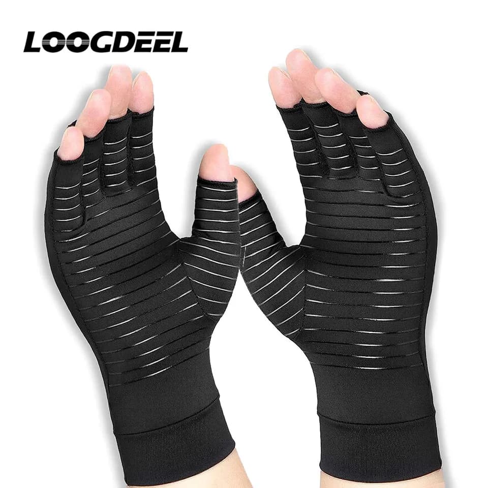 LOOGDEEL 1Pair Women's Copper Compression Arthritis Gloves for Fitness Compression Rehabilitation Powder