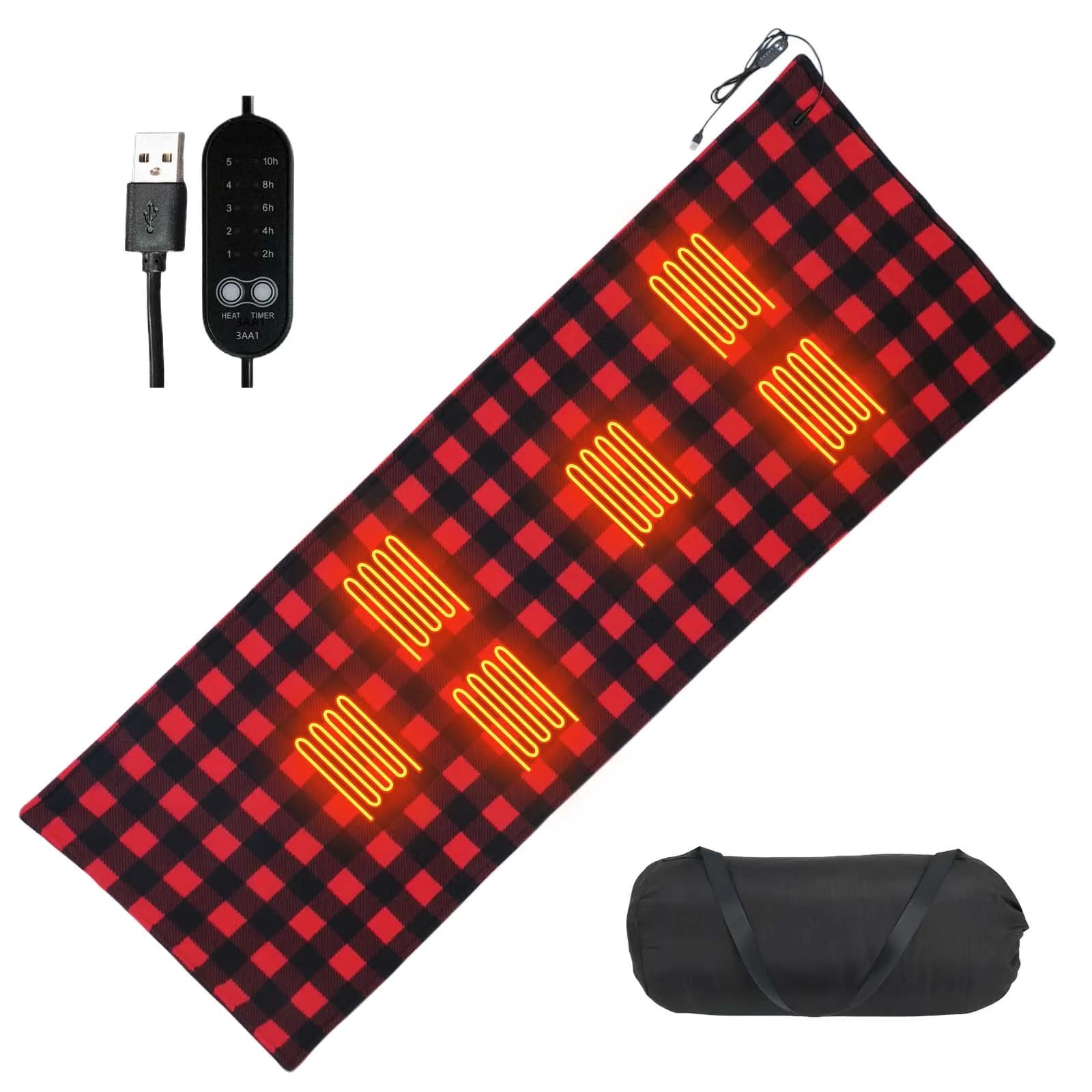 5V Portable USB Heated Sleeping Bag Warm 6 Heating Zones Scottish Electric Heating Mat 5 Heating Levels