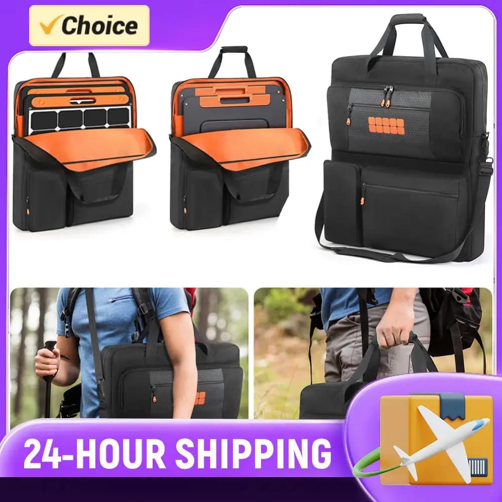 Borse porta pannelli solari con tracolla, organizer da viaggio imbottito multi-tasca per pannelli bifacciali/ZOUPW 100W 200W 220W