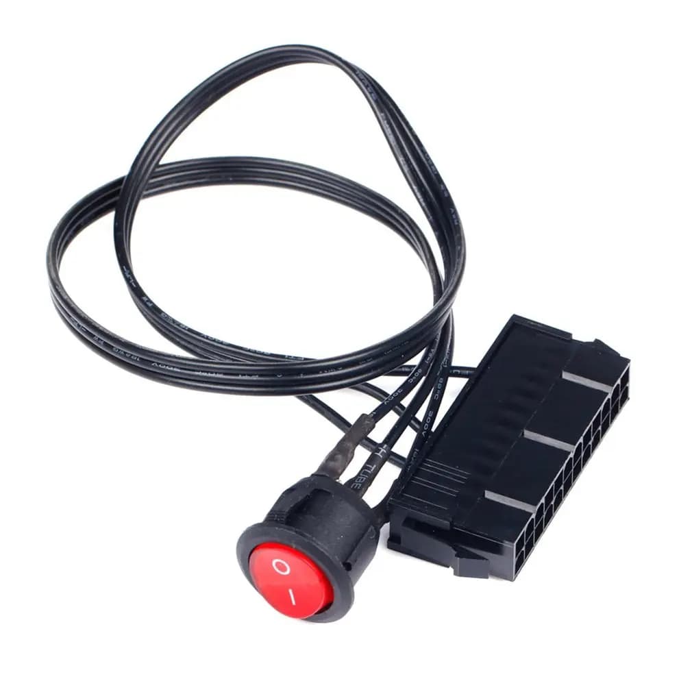 Tester di avviamento per alimentatore PC ATX PSU femmina a 24 pin Cavo di avviamento con interruttore ON/OFF Interruttore di avviamento di alimentazione per mining ATX da 50 cm