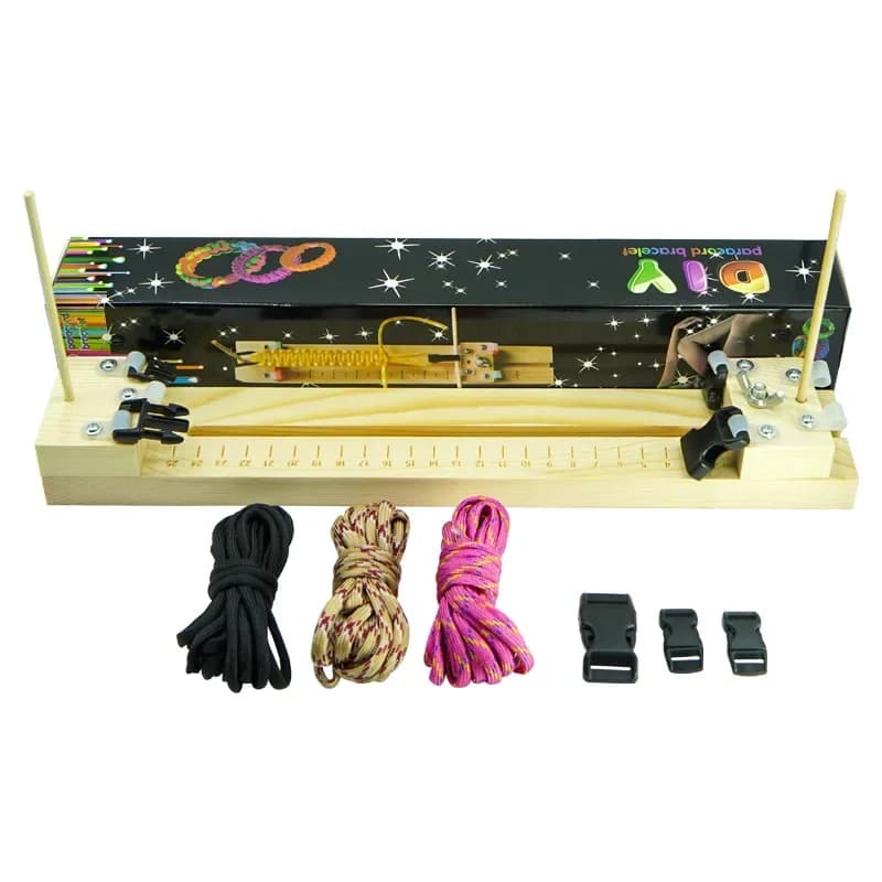 NobleEagle Set of Paracord Masks with Adjustable Length Handmade Bracelets DIY Cordino for Weaving Maker Wood Frame-Kit tools for woven Paracord