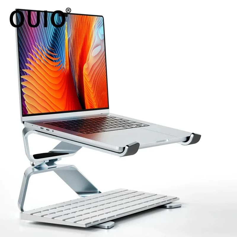 OUIO Laptop Stand Adjustable Aluminum Alloy Notebook Tablet Stand Up To 17.3 Inch Laptop Portable Fold Holder Cooling Bracket