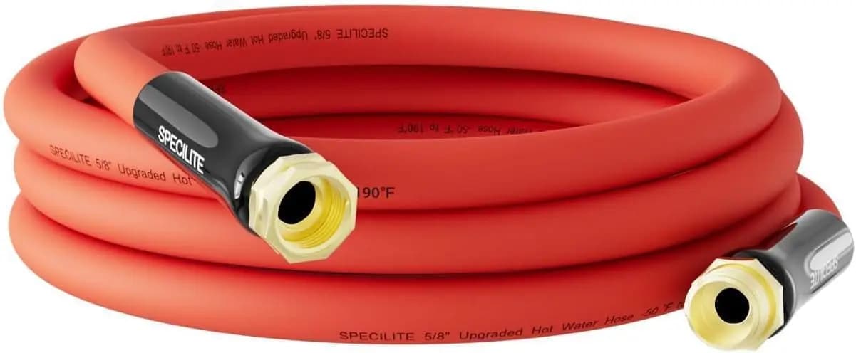 Garden Hose Corto per Acqua Calda/Fredda da 5/8 Pollici, 15 Feet, -50 °F -190 °F Flexible and light rubber hoses with 3/4 inch brass fitting