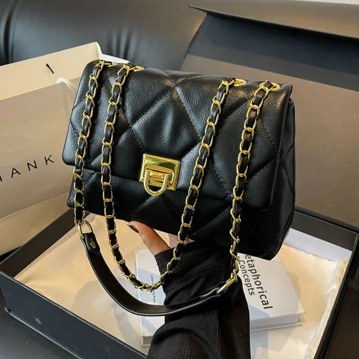 Borsa a tracolla singola con catena a rombo di fascia alta per donna 2025 Borsa a tracolla versatile per il tempo libero in stile coreano di nuova moda