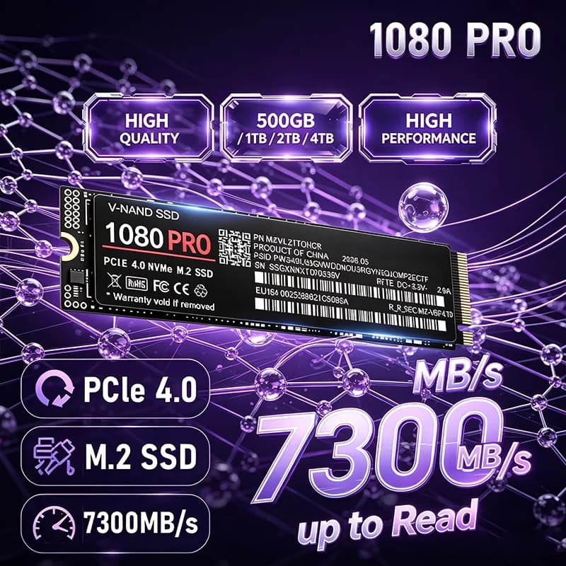NEW 1080PRO NVMe M.2 SSD PCIe 4.0 500GB 1TB 2TB 4TB up to 7300MBs internal drive for laptop and desktop computer low power