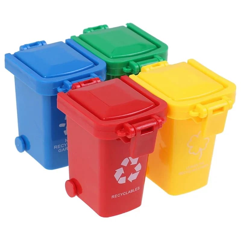 4 pezzi di simulazione 1:12 casa delle bambole mini pattumiera giocattolo camion della spazzatura lattine bordo del veicolo bidone mobili per bambini regalo