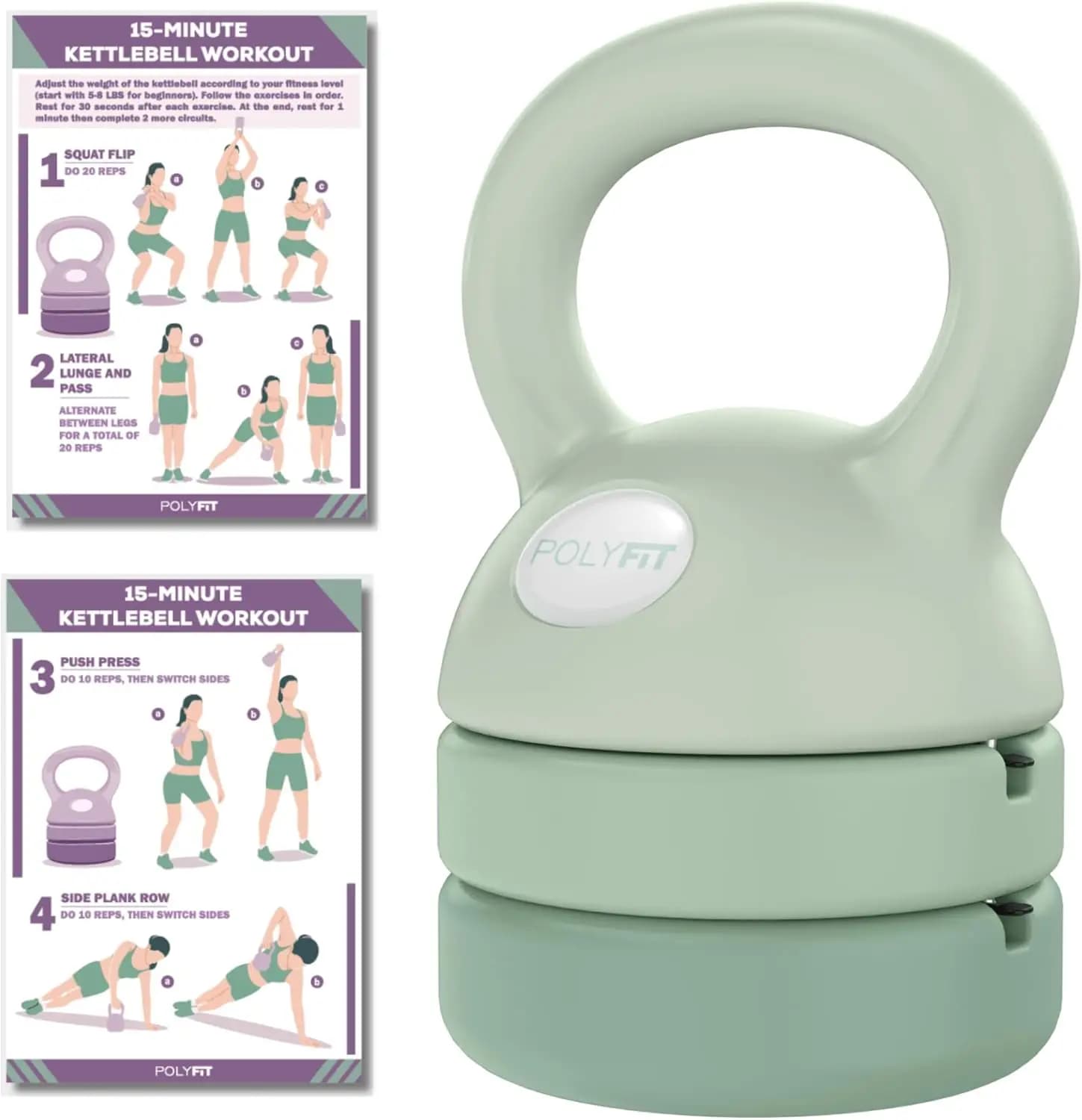 5-12 pounds adjustable Kettlebell set for home gym, women's fitness weights