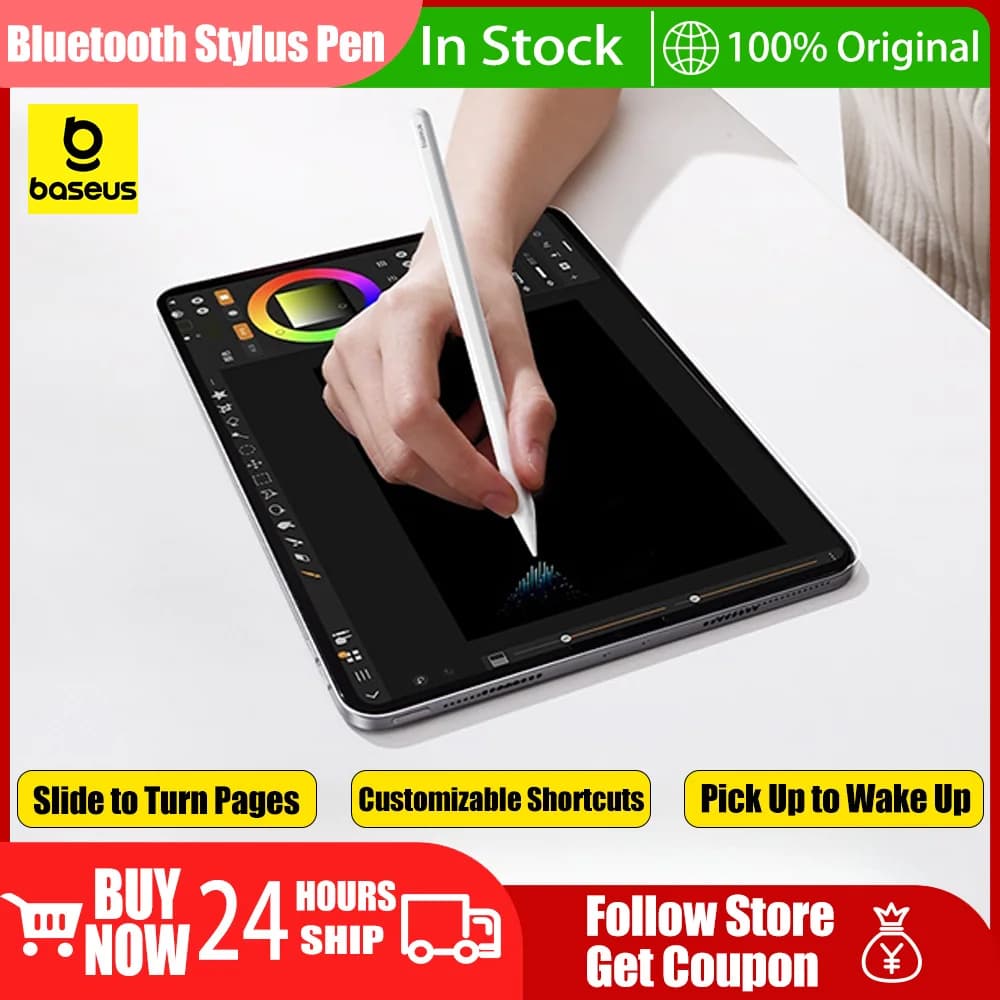 Penna stilo Bluetooth Baseus 360 ° Funzionamento touch Ricarica cablata Schiacciate personalizzabili Pagina diapositiva a girare per iPad Pro iPad Air