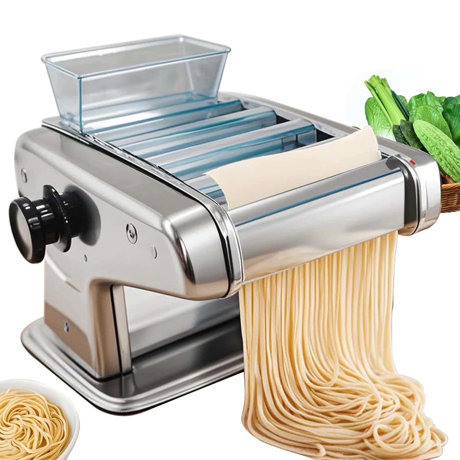 Macchina Elettrica per Pasta in Acciaio Inox, Rullo per Impasto Fresco, Macchina Automatica Multifunzionale per Noodles