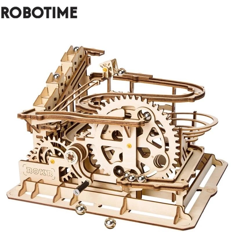 Robotime Rokr 4 tipi Marble Run ruota d'acqua fai da te modello in legno Building Block kit assemblaggio giocattolo regalo per bambini Dropship per adulti