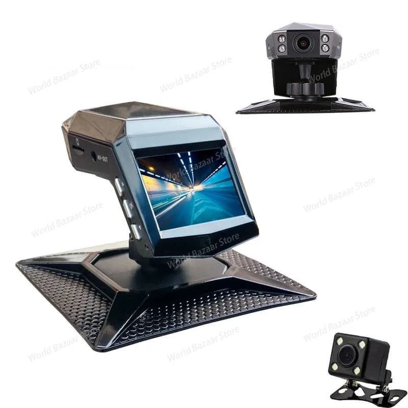 Dash cam mounted on the dashboard without installation, high definition night vision, reverse image with double front and rear registration