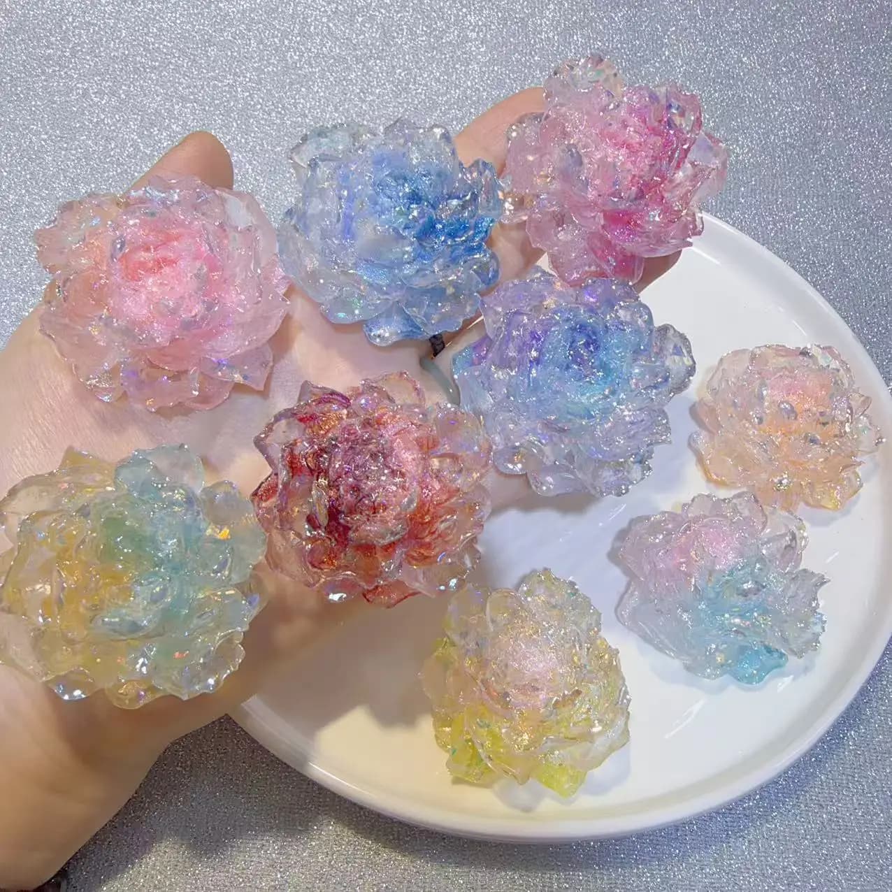 50MM resina glitter grande fiore di peonia notte luminosa borsa per scarpe fatta a mano fai da te materiale accessori decorazione della casa