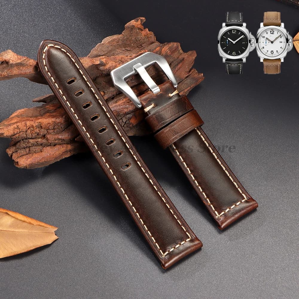 Cinturino per orologio in pelle cerata oleosa per cinturino Panerai Uomo Donna PAM111/441/312 Cinturini da polso in vera pelle di vacchetta per Omega 20mm 22mm 24mm 26mm
