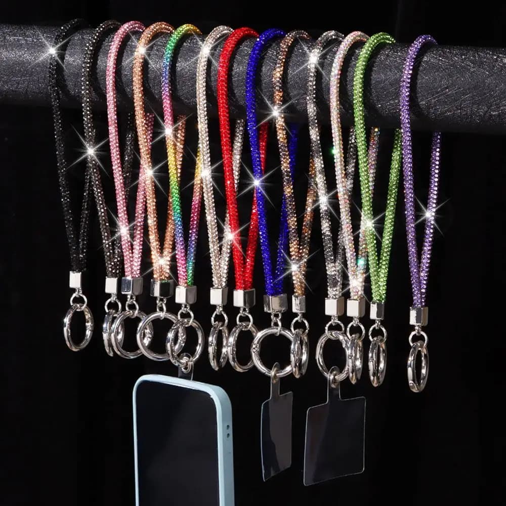 Glitter Bling Bling Bright Hanging Cord Wrist Straps Crystal Anti-lost Rope Rhinestone Phone Lanyard Mobile Phone Accessories