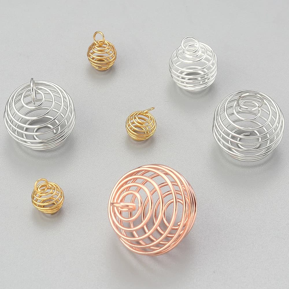 10-40 pezzi di perline a spirale gabbie vuote cristalli porta pietra supporto pendente per ciondoli fai da te creazione di gioielli collana orecchini accessorio