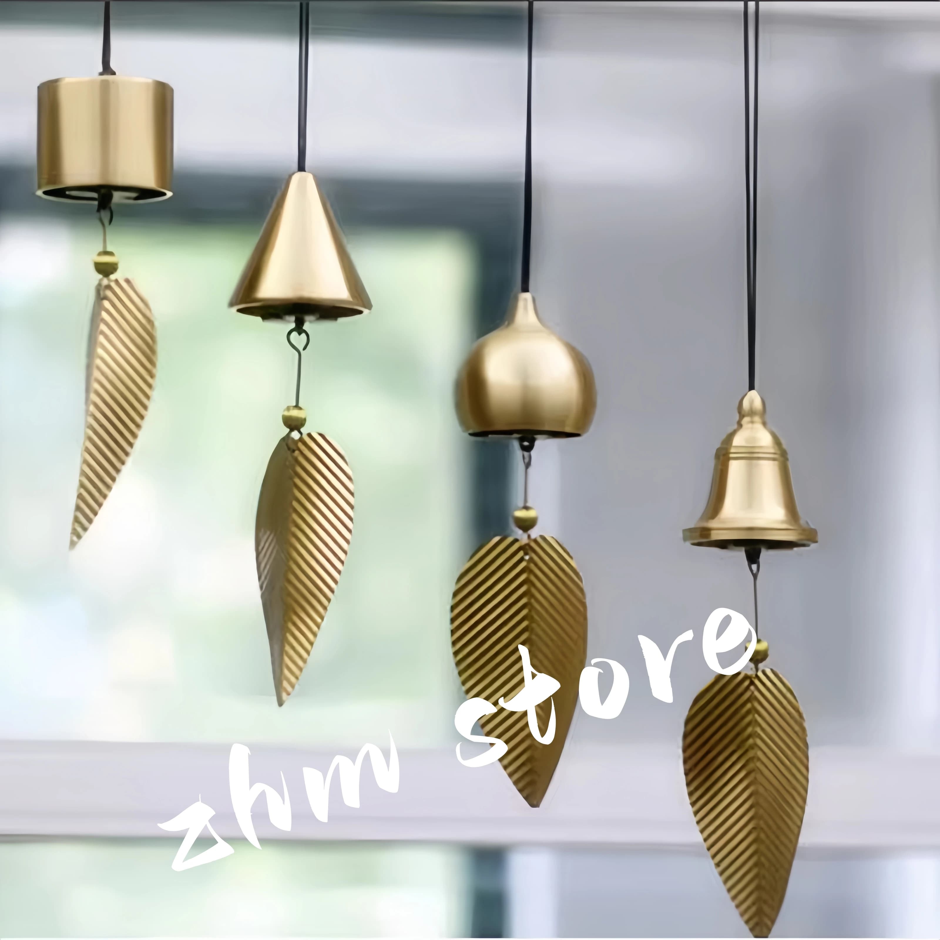 Pure Copper Chinese Fengshui Auspicious Ring Bell Hanging Decorate Car/Home/Office Wind Chimes for Lovers/Friends/Families