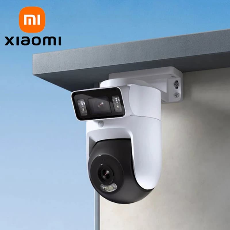 XIAOMI Nuova telecamera esterna 4 Versione doppia fotocamera, 360 ° 5MP 3K, allarme visivo flessibile, audio bidirezionale, IP66, versione cinese con adattatore