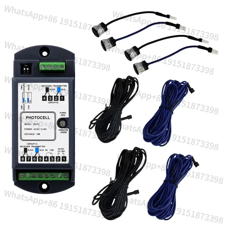 Sensore fotoelettrico di sicurezza per porte automatiche, fotocellule per sistema di controllo porte automatiche, per porte a battente, scorrevoli, in vetro e cancelli.