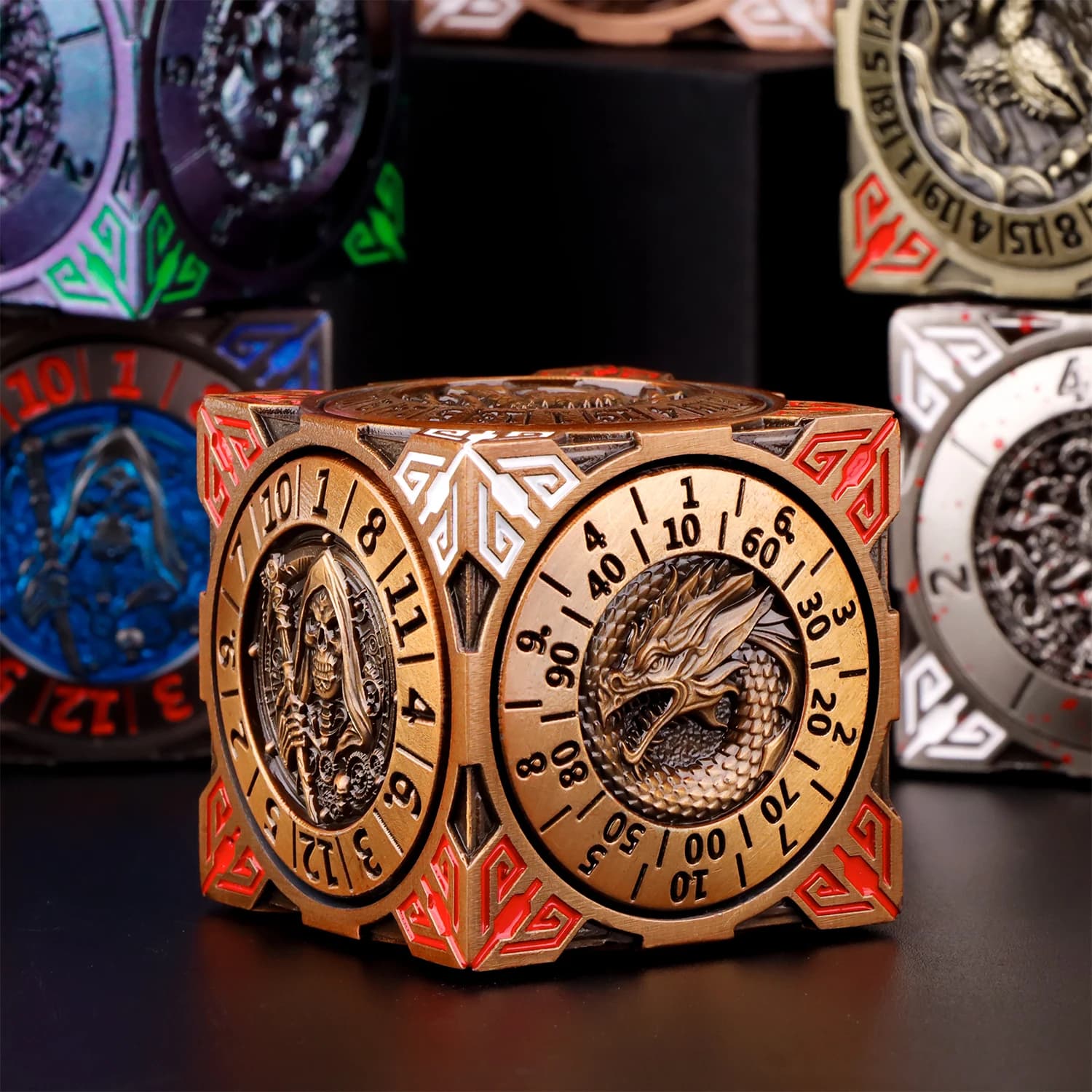 Cubo di dadi Spinner 7 in 1 per DND – Set di dadi D&D in metallo premium con confezione regalo per Dungeons and Dragons, regalo per Dungeon Masters