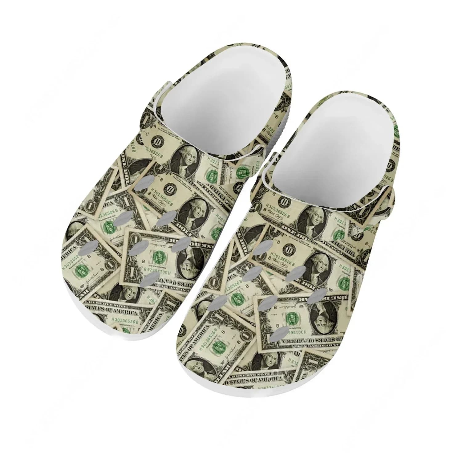 Dollar Printed Water Shoes Mens Womens High Quality Fashion Home Garden Clogs Customizd Sandals Beach Breathable Hole Slippers