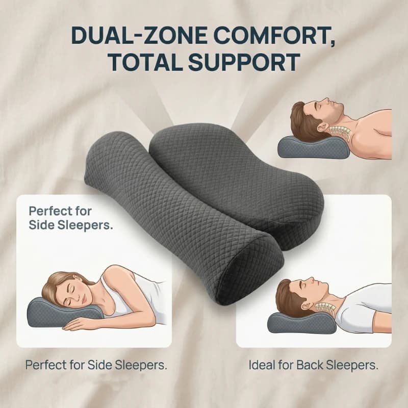 Cuscino Cervicale Ergonomico in Memory Foam, Design Curvo per Migliorare il Contorno del Collo, Supporto per la Testa, Allevia l'Affaticamento del Collo