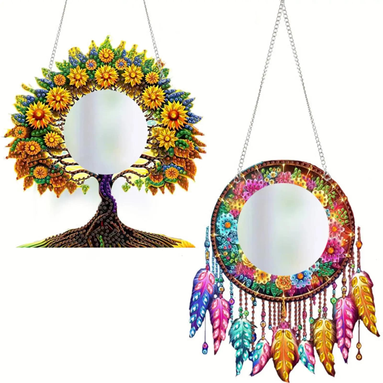 2D Flat DIY Tree Of Life Dream Catcher Hanging Mirror Diamond Art Kits for Wall