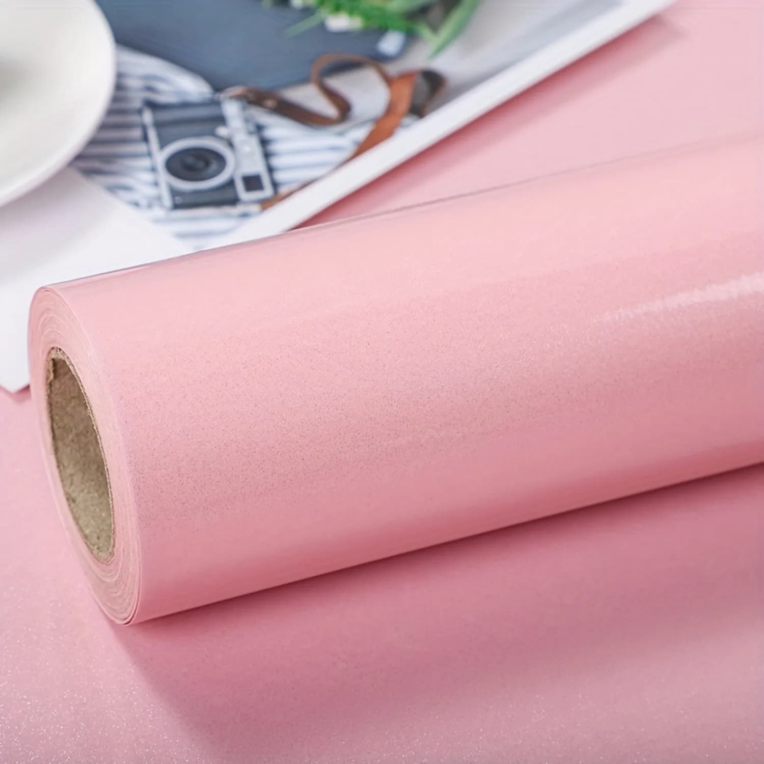 1 rotolo di carta da parati in marmo rosa perlescente, carta da contatto impermeabile, vinile autoadesivo, adesivo decorativo rimovibile