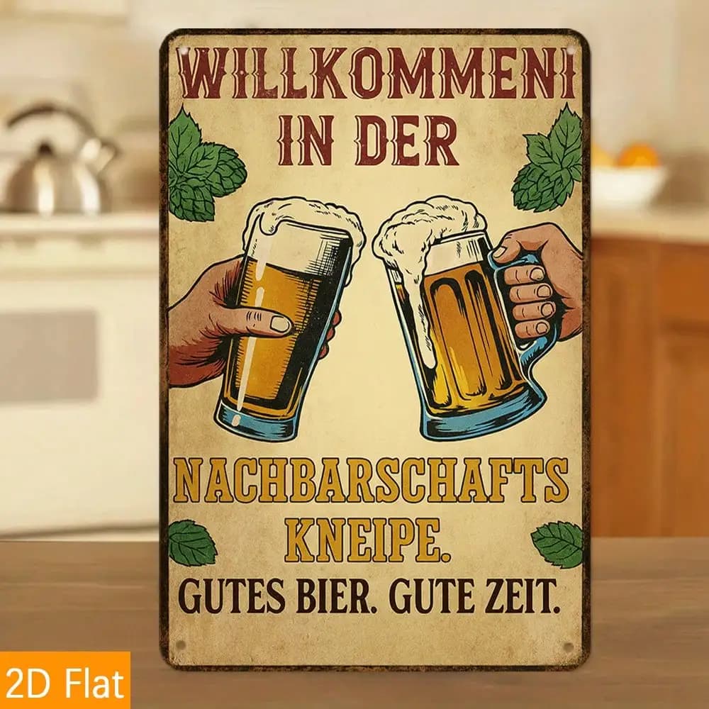 Tazze da birra con targa in metallo da 1 pezzo nel pub tedesco - Decorazione da parete per ristoranti/bar/caffetterie/casa, ideale per gli amanti della birra, 12x8 pollici