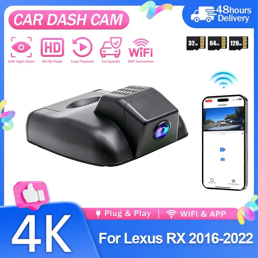 4K Dash Cam For Lexus RX 2016~2020 2021 2022 4K 2160P Car DVR Camera WiFi APP Control Recording Devices Car Accessories