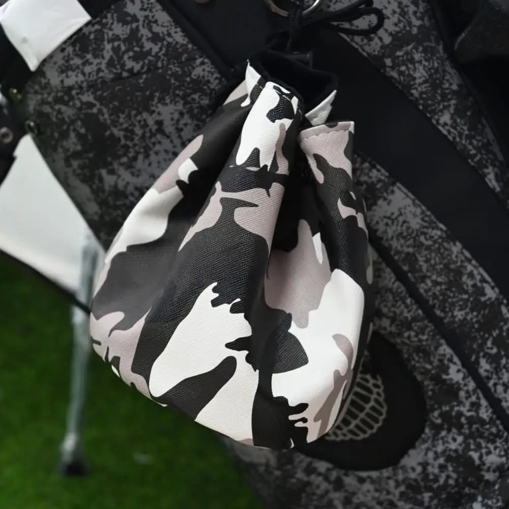 Custodia per palline da golf Borsa per palline da golf premium Borsa per palline da golf mimetica Borsa con coulisse con design a secchiello per uomini e donne per golfisti