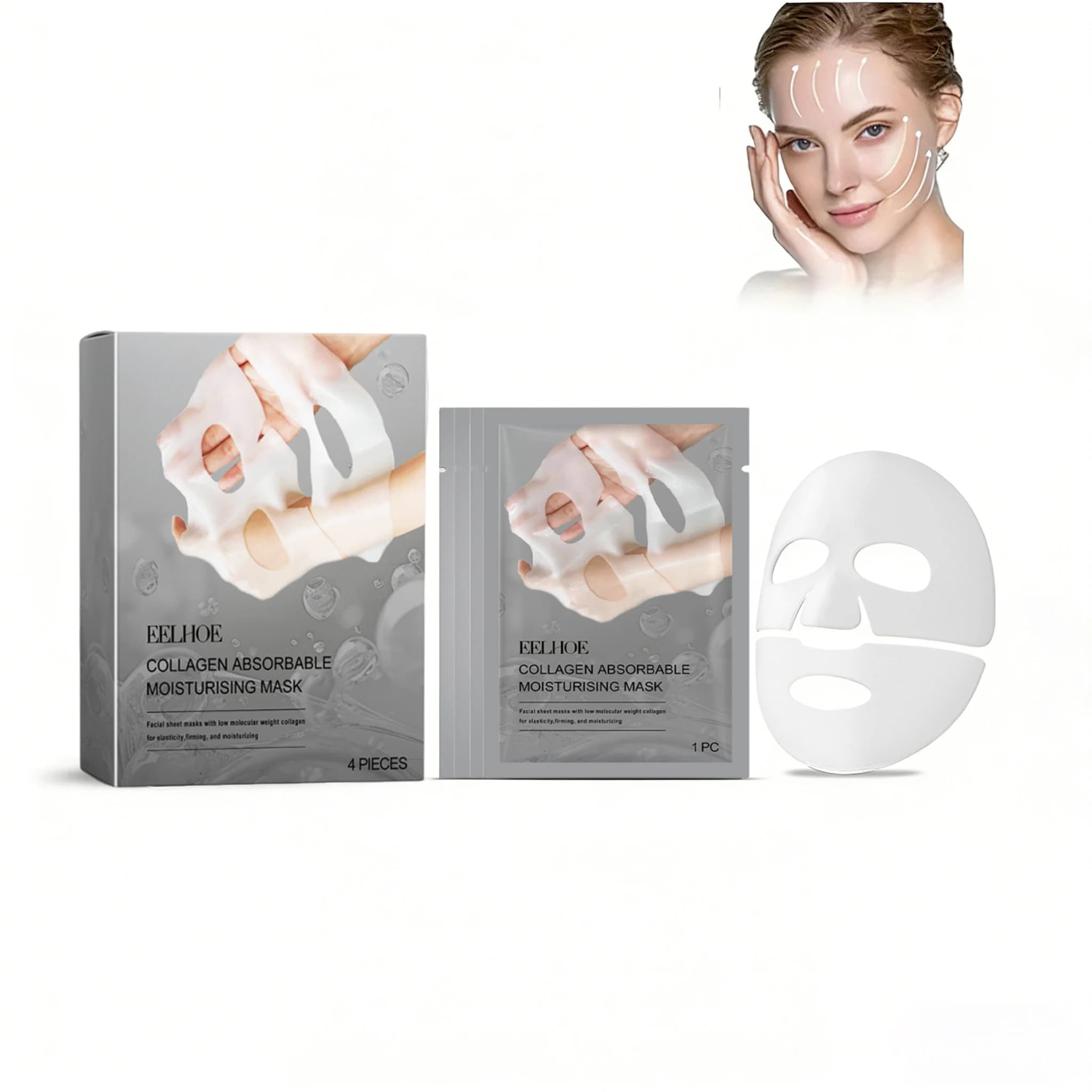 Maschera Viso Notturna al Collagene Profondo Antirughe e Rassodante, Maschera al Collagene per Lifting, Rassodamento e Idratazione