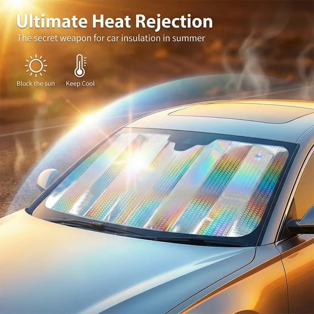 The new 2026 heat insulating sunshade is designed specifically for automotive windshields featuring a titanium silver finish and