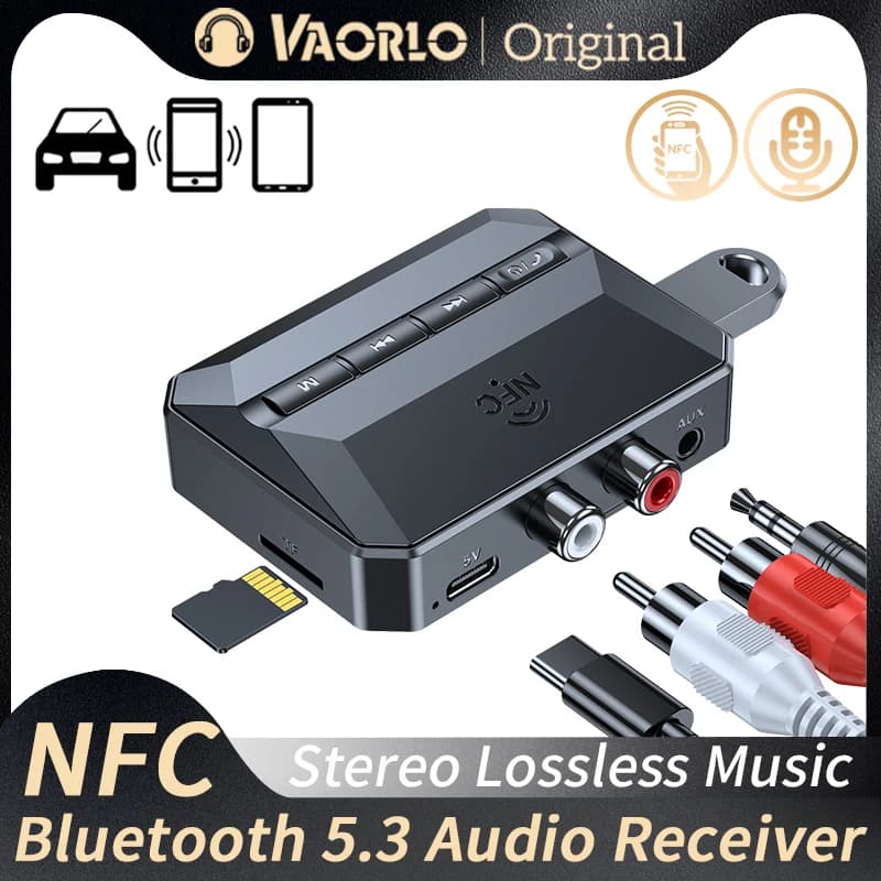 Ricevitore Audio Bluetooth 5.3 NFC HIFI Stereo Lossless Music adattatore Wireless 3.5mm AUX RCA R/L USB U-Disk/TF Card Play con microfono