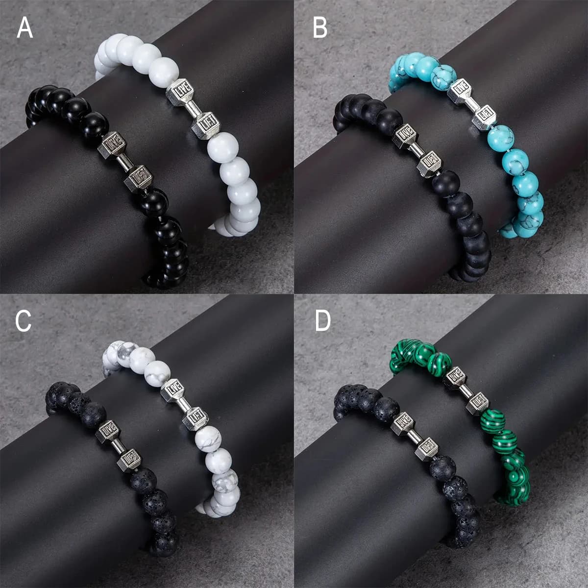 2 pieces/set 4 bracelets with handlebars fashion style for men