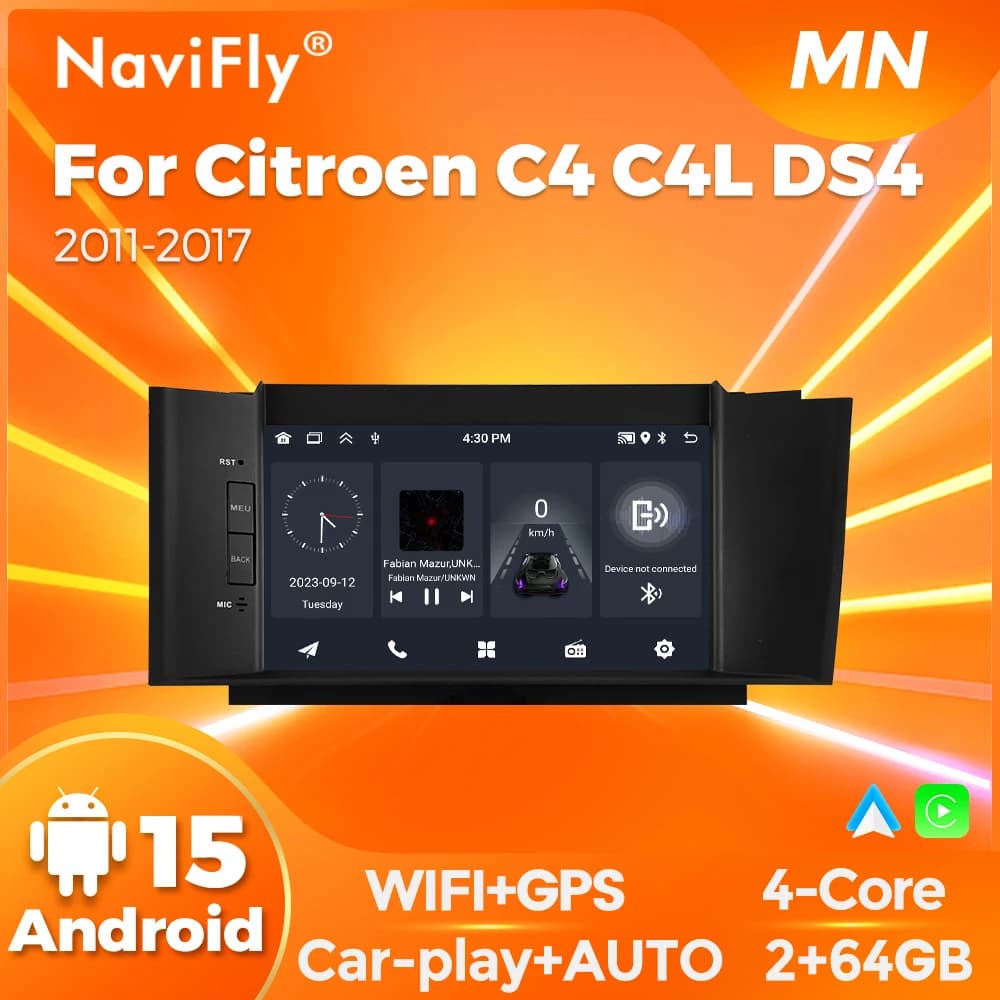 Autoradio Navifly 7\" Android 15 con Carplay Wireless per Citroen C4 C4L DS4 2011-2017, Navigazione GPS, Lettore Multimediale Video Carplay