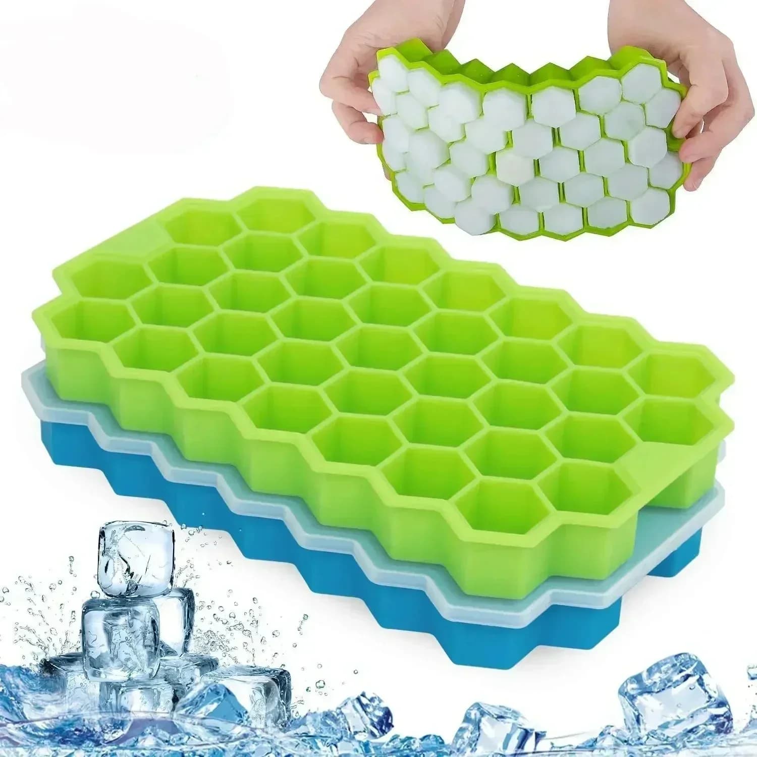 Stampo per Ghiaccio a Nido d'Ape con 37 Scomparti, Vassoio per Cubetti di Ghiaccio con Coperchio, Stampo per Cubetti di Ghiaccio a Nido d'Ape