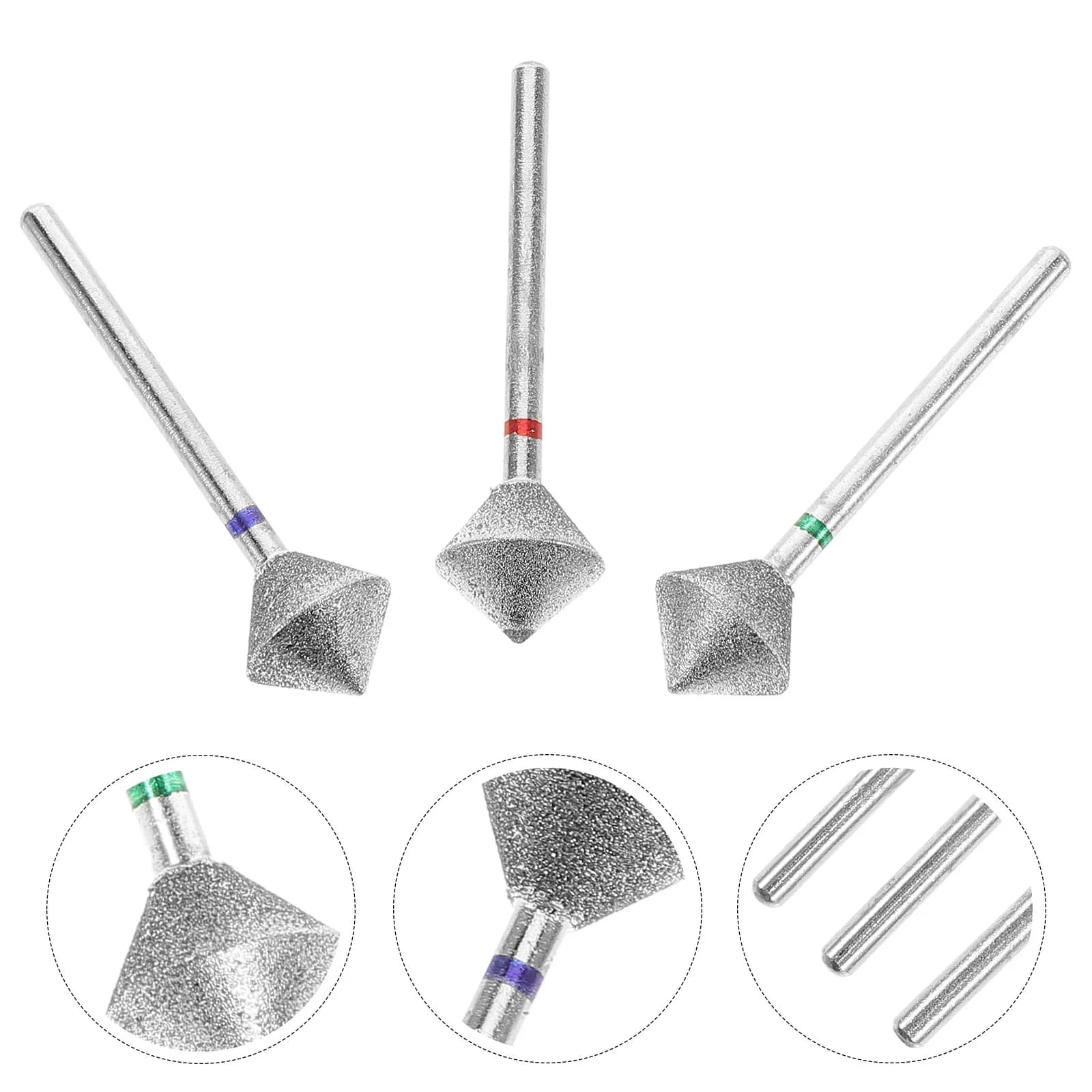 Set di 3 punte per fresa per unghie per manicure acrilica, punte per levigatura pre-manicure, rimozione pelle morta, strumenti per la cura delle unghie