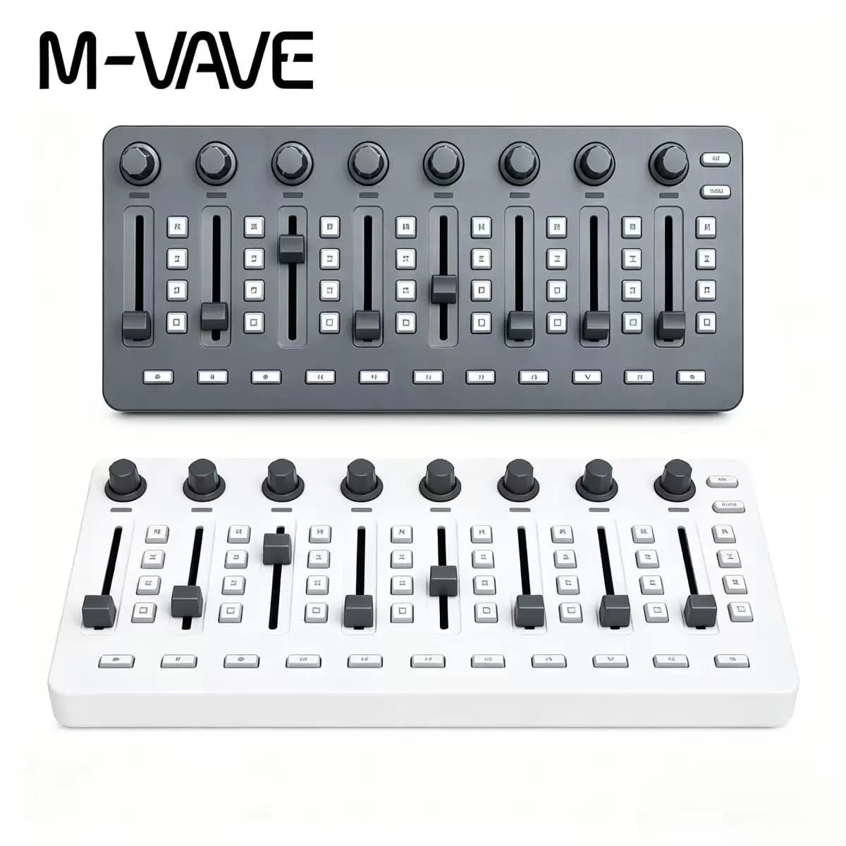 M-VAVE SMC-MIXER Controller MIDI Wireless, 43 Pulsanti Retroilluminati, 8 Fader, 8 Manopole, Controller DAW Bluetooth Portatile Ricaricabile